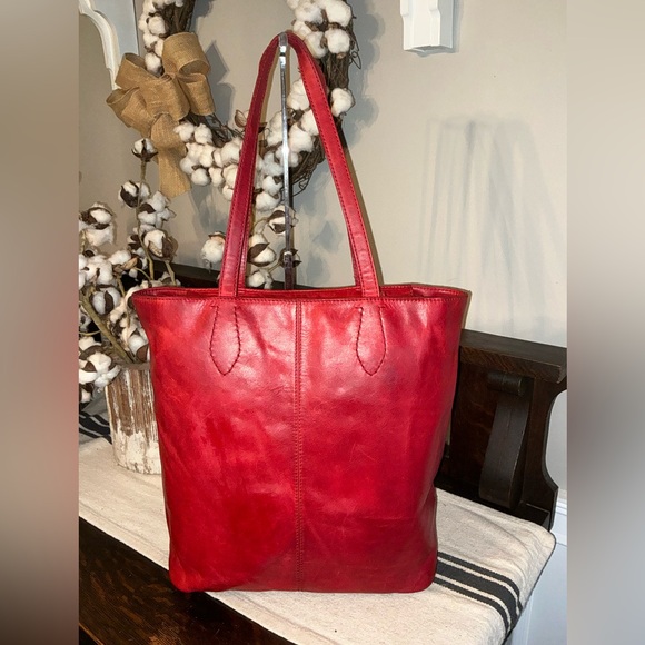 Frye Melissa Leather Simple Tote Shoulder Bag Red  MSRP $348 - Picture 2 of 14